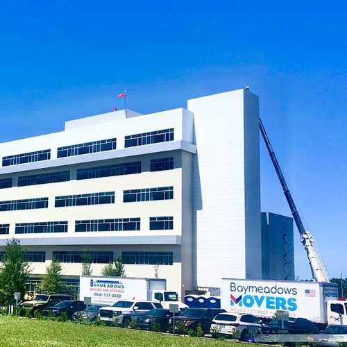 Moving Truck In Front Of Office Building
